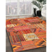 Contemporary Red Patchwork Rug in Family Room, con1667