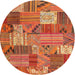 Sideview of Contemporary Red Patchwork Rug, con1667