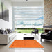 Square Contemporary Orange Red Modern Rug in a Living Room, con166