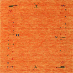 Square Contemporary Orange Red Modern Rug, con166