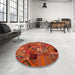 Round Machine Washable Contemporary Red Rug in a Office, wshcon1670