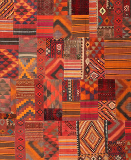 Contemporary Red Patchwork Rug, con1670