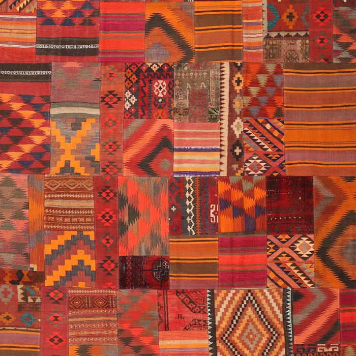 Contemporary Red Patchwork Rug, con1670