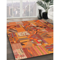 Contemporary Red Patchwork Rug, con1671