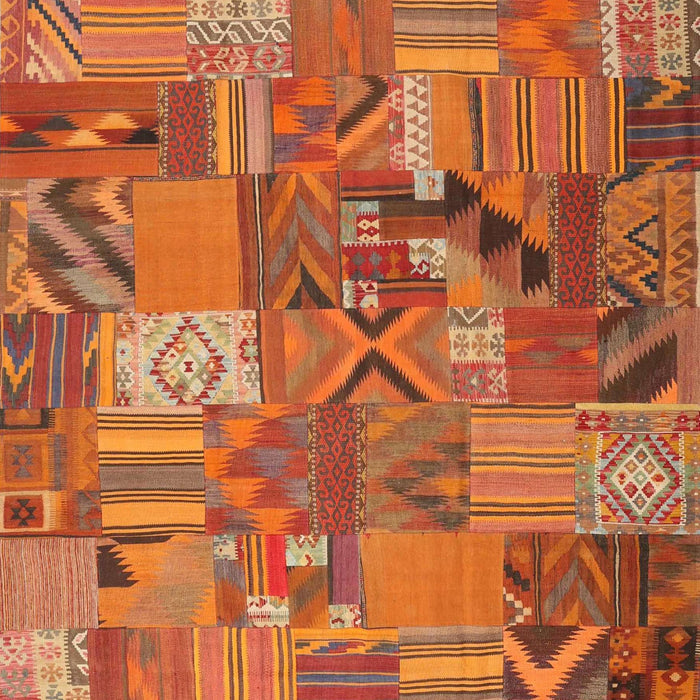 Contemporary Red Patchwork Rug, con1671