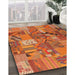 Contemporary Red Patchwork Rug in Family Room, con1671