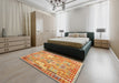 Machine Washable Contemporary Orange Rug in a Bedroom, wshcon1672