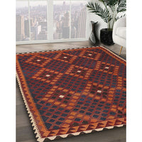 Contemporary Chestnut Brown Oriental Rug, con1676