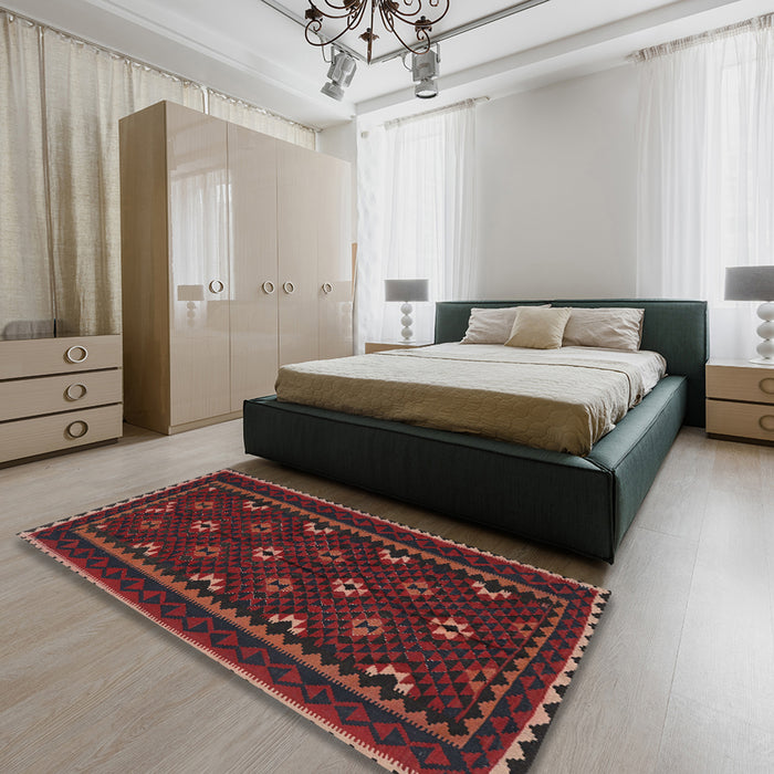 Machine Washable Contemporary Sepia Brown Rug in a Bedroom, wshcon1679