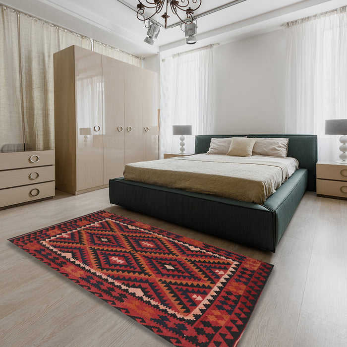 Machine Washable Contemporary Sepia Brown Rug in a Bedroom, wshcon1681