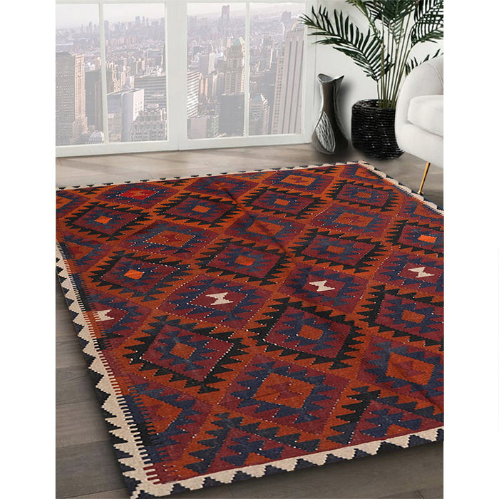 Contemporary Red Oriental Rug in Family Room, con1683