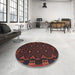 Round Machine Washable Contemporary Sepia Brown Rug in a Office, wshcon1685