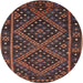 Sideview of Contemporary Sienna Brown Southwestern Rug, con1686