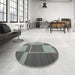 Round Contemporary Carbon Gray Modern Rug in a Office, con1687