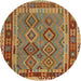 Sideview of Contemporary Mahogany Brown Southwestern Rug, con1689