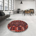 Round Machine Washable Contemporary Chestnut Brown Rug in a Office, wshcon1690