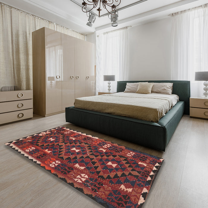 Machine Washable Contemporary Chestnut Brown Rug in a Bedroom, wshcon1690