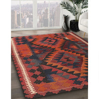 Contemporary Chestnut Brown Oriental Rug, con1691