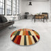 Round Machine Washable Contemporary Tomato Red Rug in a Office, wshcon1692