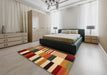 Machine Washable Contemporary Tomato Red Rug in a Bedroom, wshcon1692