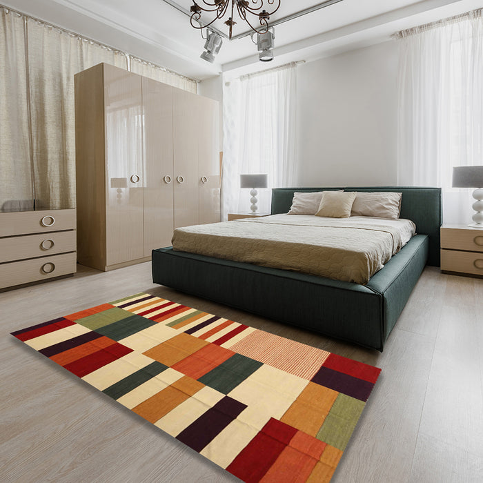 Contemporary Red Modern Rug in a Bedroom, con1692