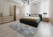 Machine Washable Contemporary Dark Gray Rug in a Bedroom, wshcon1693