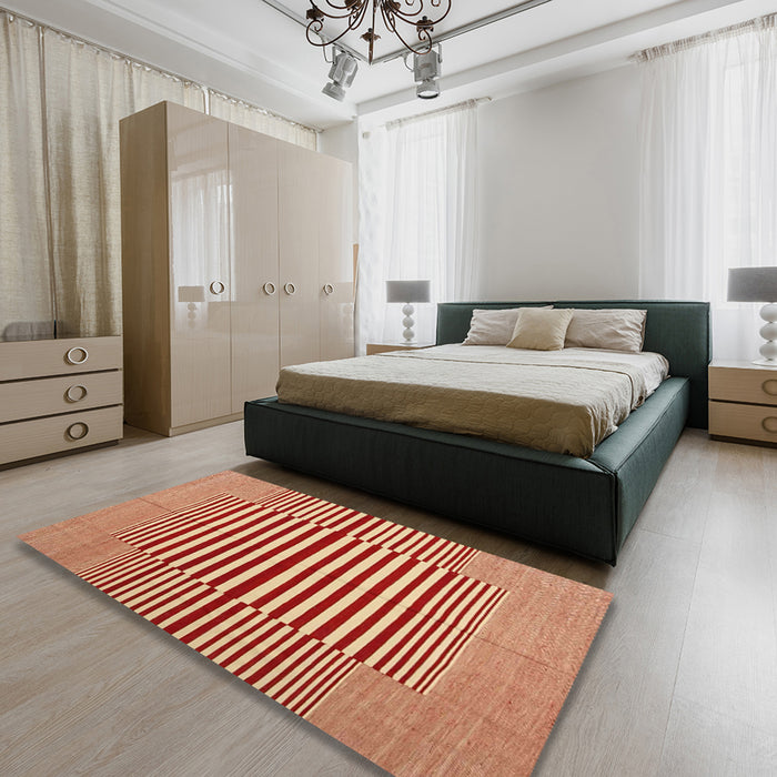 Contemporary Red Modern Rug in a Bedroom, con1695