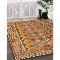 Contemporary Mahogany Brown Modern Rug, con1696