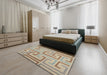 Contemporary Dark Almond Brown Modern Rug in a Bedroom, con1698