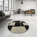 Round Machine Washable Contemporary Khaki Green Rug in a Office, wshcon1699