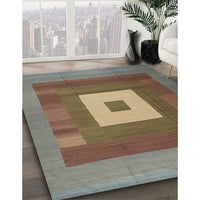 Contemporary Khaki Green Modern Rug, con1701