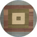 Square Machine Washable Contemporary Khaki Green Rug, wshcon1701