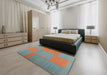 Machine Washable Contemporary Cadet Blue Green Rug in a Bedroom, wshcon1702