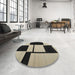 Round Contemporary Light French Beige Brown Modern Rug in a Office, con1703