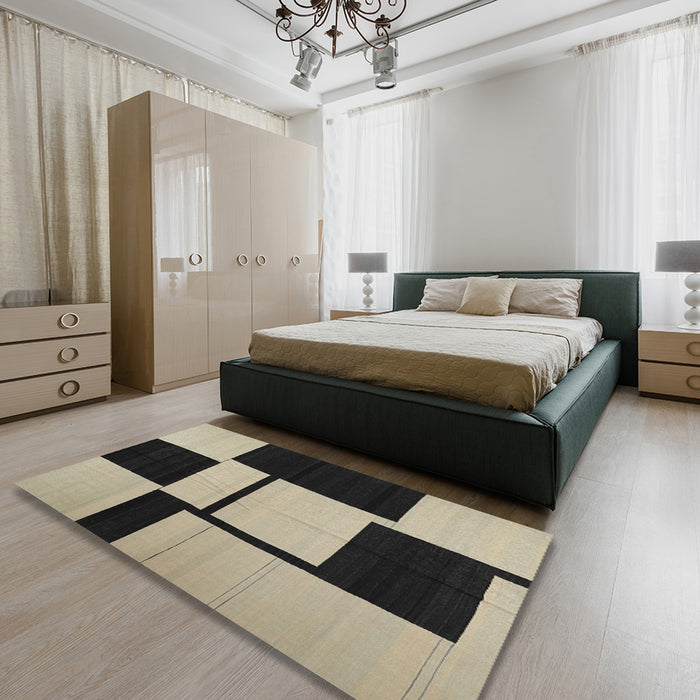 Machine Washable Contemporary Light French Beige Brown Rug in a Bedroom, wshcon1703