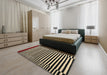 Contemporary Mid Gray Modern Rug in a Bedroom, con1705