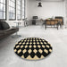 Round Contemporary Camel Brown Modern Rug in a Office, con1706