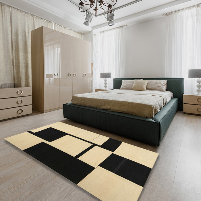 Machine Washable Contemporary Mocha Brown Rug in a Bedroom, wshcon1707