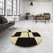 Round Contemporary Mocha Brown Modern Rug in a Office, con1707