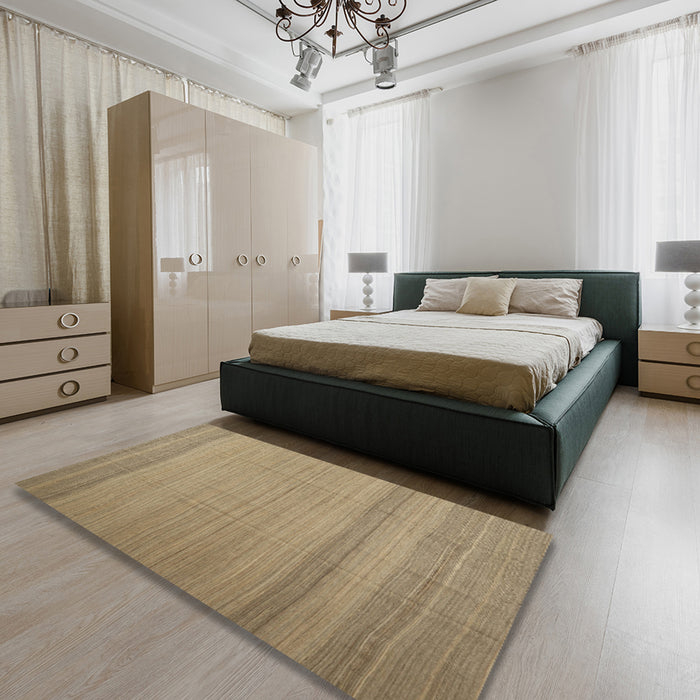 Contemporary Copper Green Modern Rug in a Bedroom, con1708