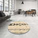 Round Contemporary Khaki Gold Solid Rug in a Office, con1712