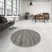 Round Contemporary Dark Gray Modern Rug in a Office, con1715