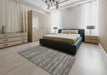 Machine Washable Contemporary Dark Gray Rug in a Bedroom, wshcon1715