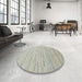 Round Machine Washable Contemporary Pale Silver Gray Rug in a Office, wshcon1716