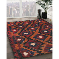 Contemporary Saffron Red Oriental Rug, con1717