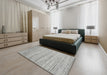 Contemporary Pale Silver Gray Modern Rug in a Bedroom, con1718