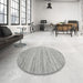 Round Contemporary Pale Silver Gray Modern Rug in a Office, con1718