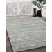 Contemporary Pale Silver Gray Modern Rug in Family Room, con1718