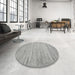 Round Machine Washable Contemporary Grey Gray Rug in a Office, wshcon1720