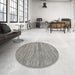 Round Contemporary Sandstone Brown Modern Rug in a Office, con1721